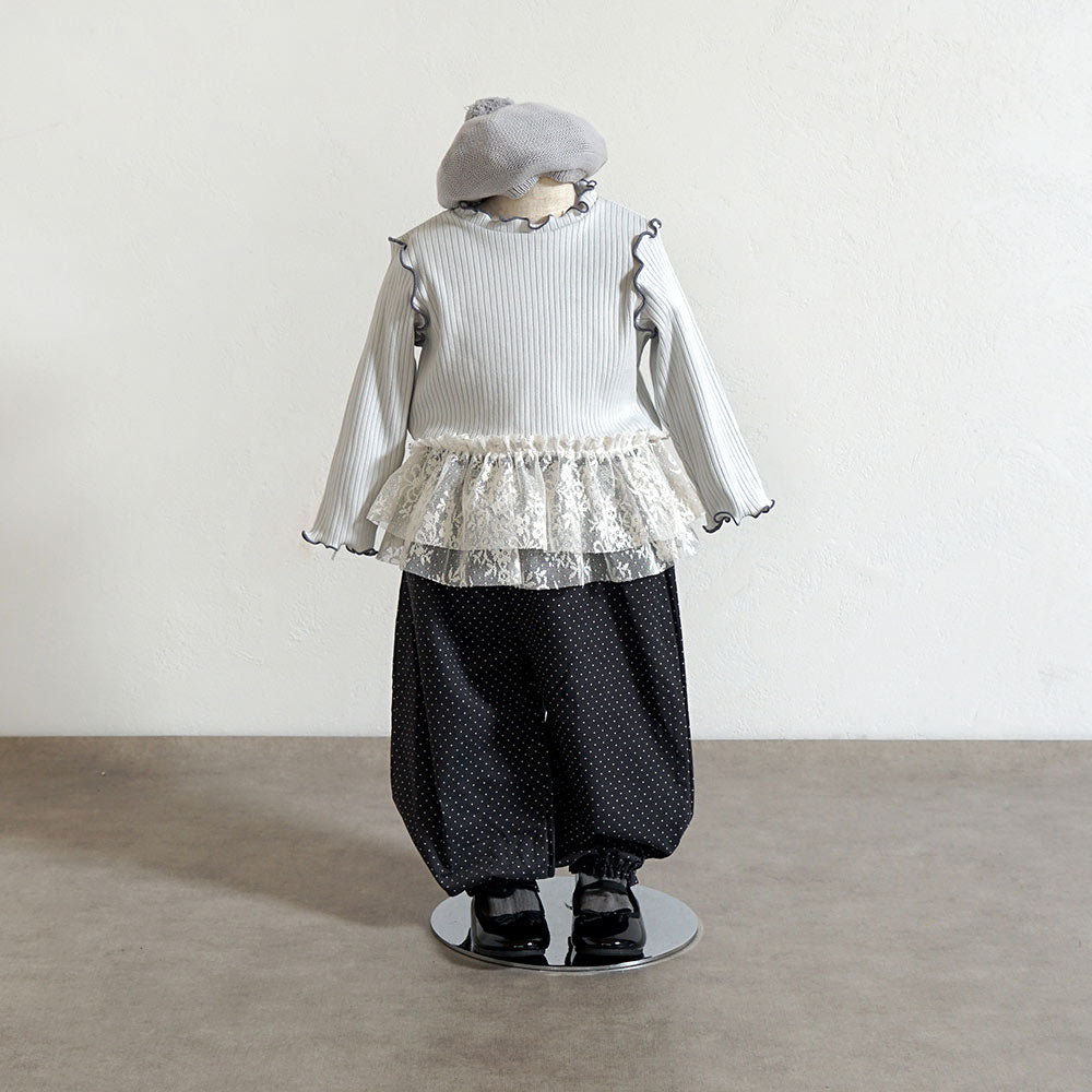 ドットLaceパンツ チャコールグレー 80・90・100・110cm