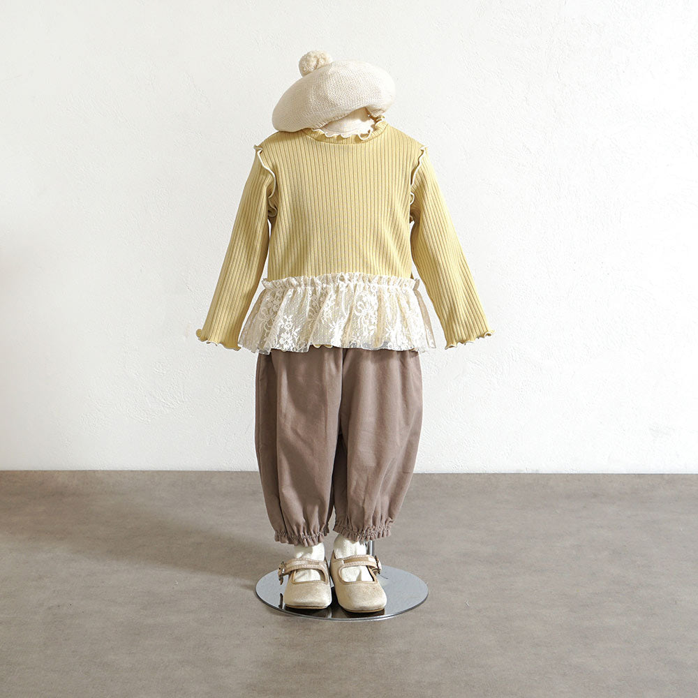 配色メロウLaceトップス イエロー 80・90・100・110cm