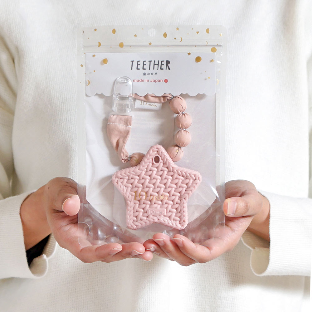 TEETHER(歯がため)　スター　ホルダー付き　ピンク
