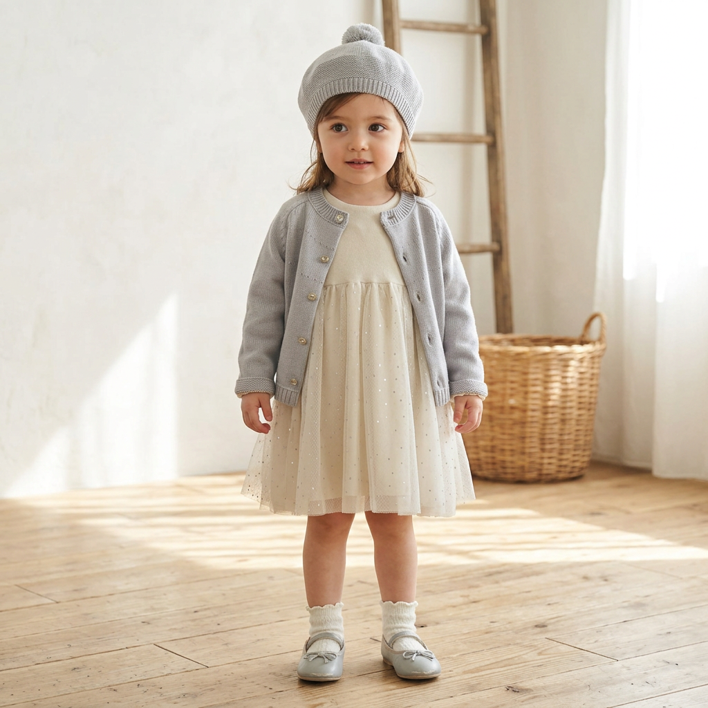 フェザーコットンニットカーディガン グレー 70-80・80-90・90-100・100-110cm / ベビー服
