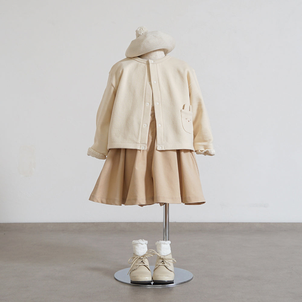 裏毛カーディガン アイボリー 70-80・80-90・90-100cm