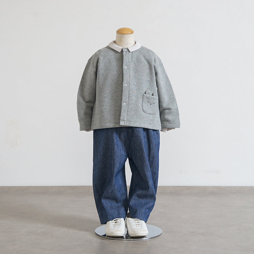 裏毛カーディガン グレー 70-80・80-90・90-100cm