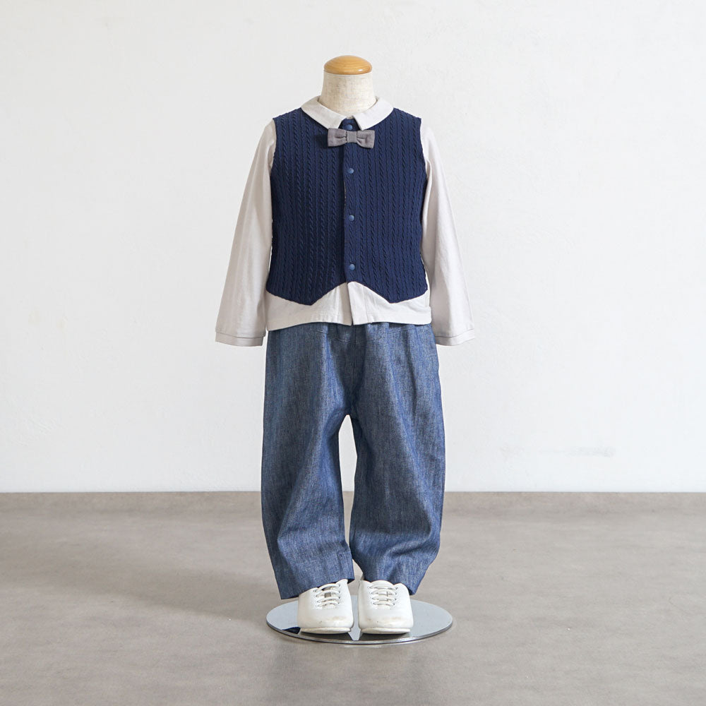 おめかし長袖Tシャツ ネイビー  80cm・90cm・100cm