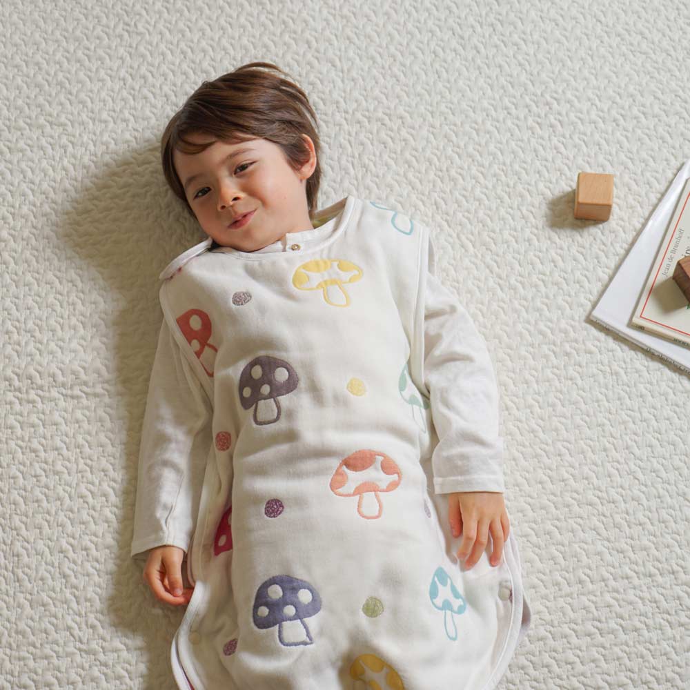 シャンピニオン　スリーパー キッズサイズ　ふくふくガーゼ(6重ガーゼ) / 名入れ刺繍可