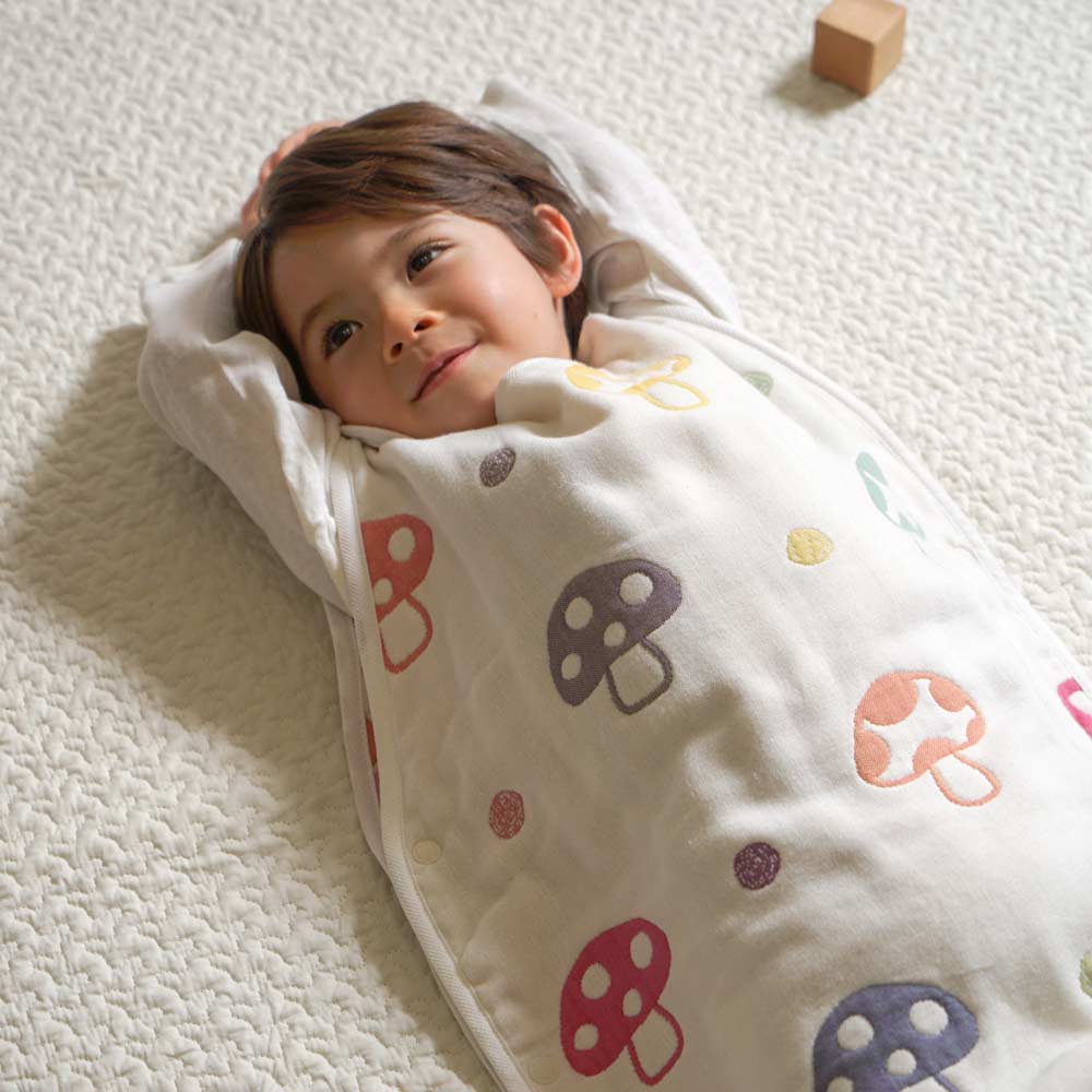 シャンピニオン　スリーパー キッズサイズ　ふくふくガーゼ(6重ガーゼ) / 名入れ刺繍可