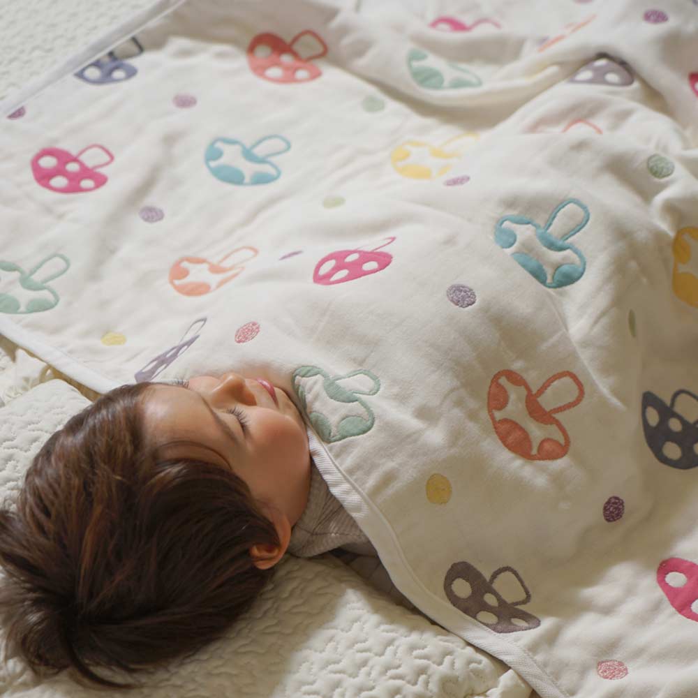 シャンピニオン　ガーゼケット(ベビーサイズ)　ふくふくガーゼ(6重ガーゼ)　/ 名入れ刺繍可
