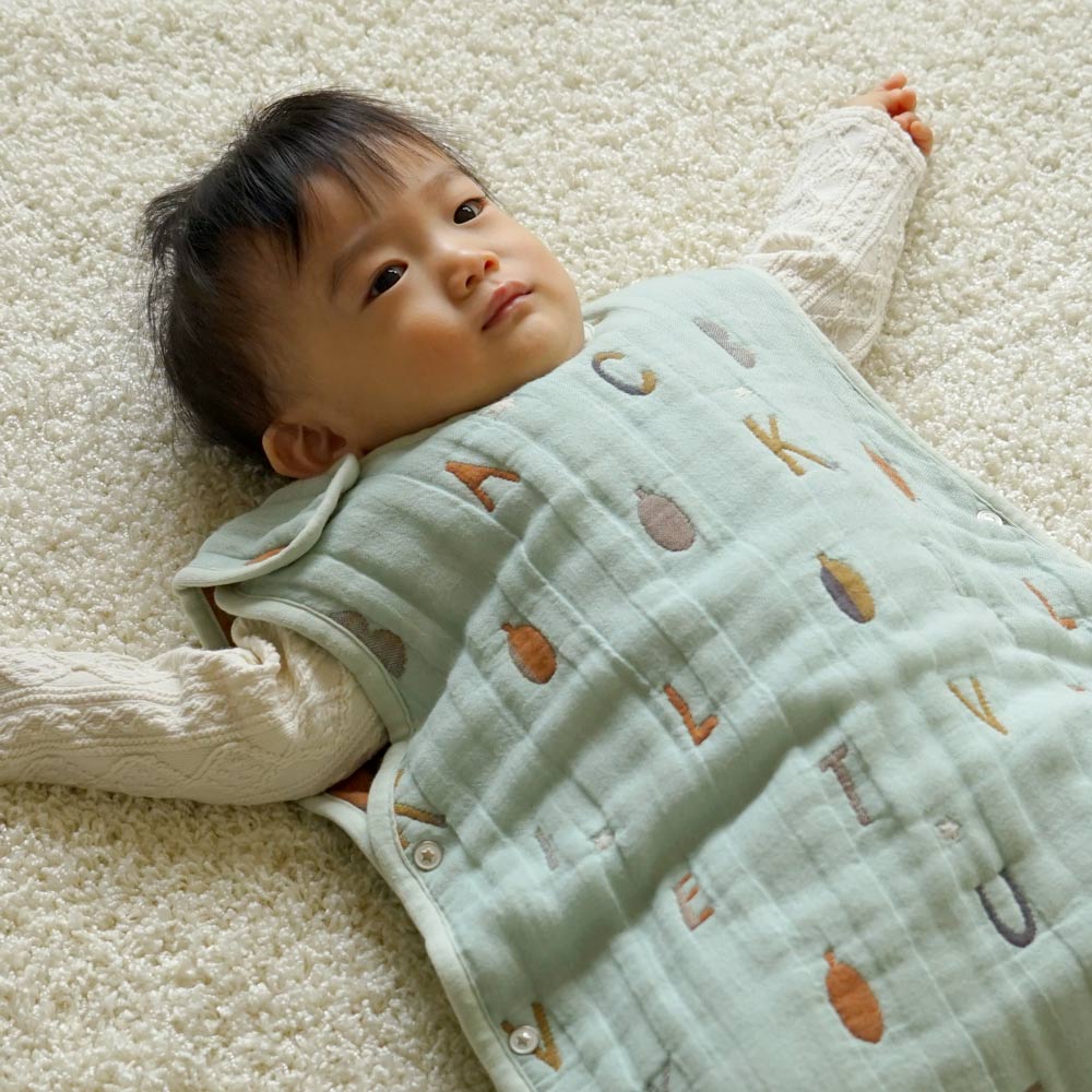 コットンウール スリーパー＆コロリン　ギフト2点セット ミント / 名入れ刺繍可