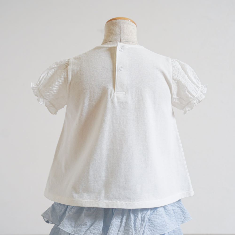 リボンパフスリーブTシャツ ホワイト 80・90・100・110cm