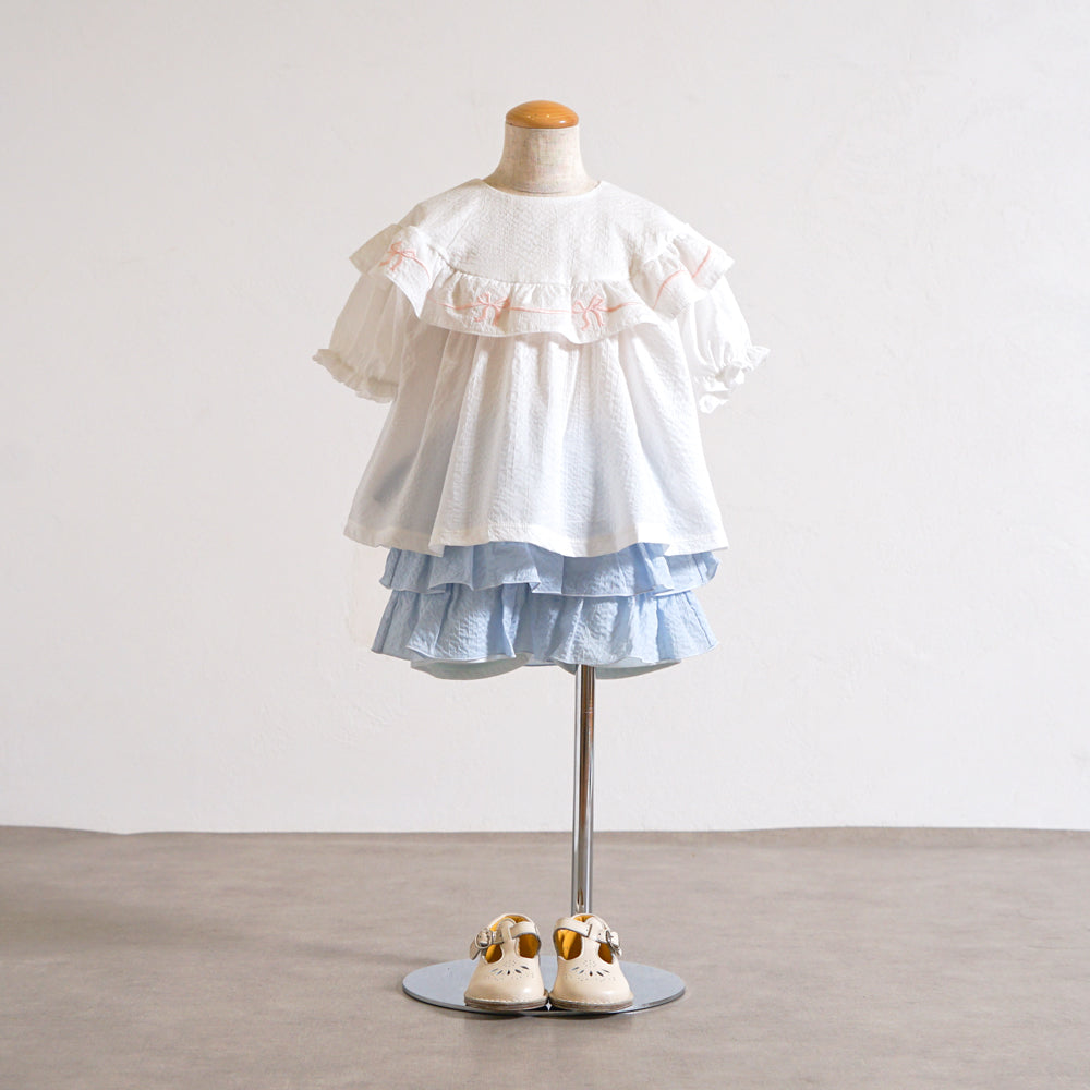 フリルティアードパンツ ライトブルー 80・90・100・110cm