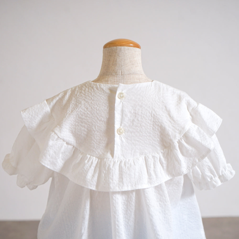 リボン刺繍フリルブラウス ホワイト 80・90・100・110cm