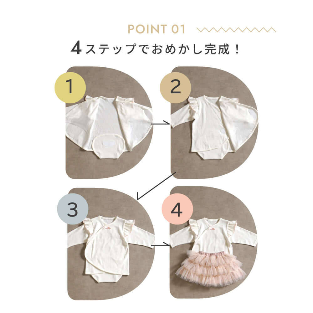 【一部予約】PATTO SATTO OMEKASHI ピンク (半袖襟フリル) 50-60・60-70cm