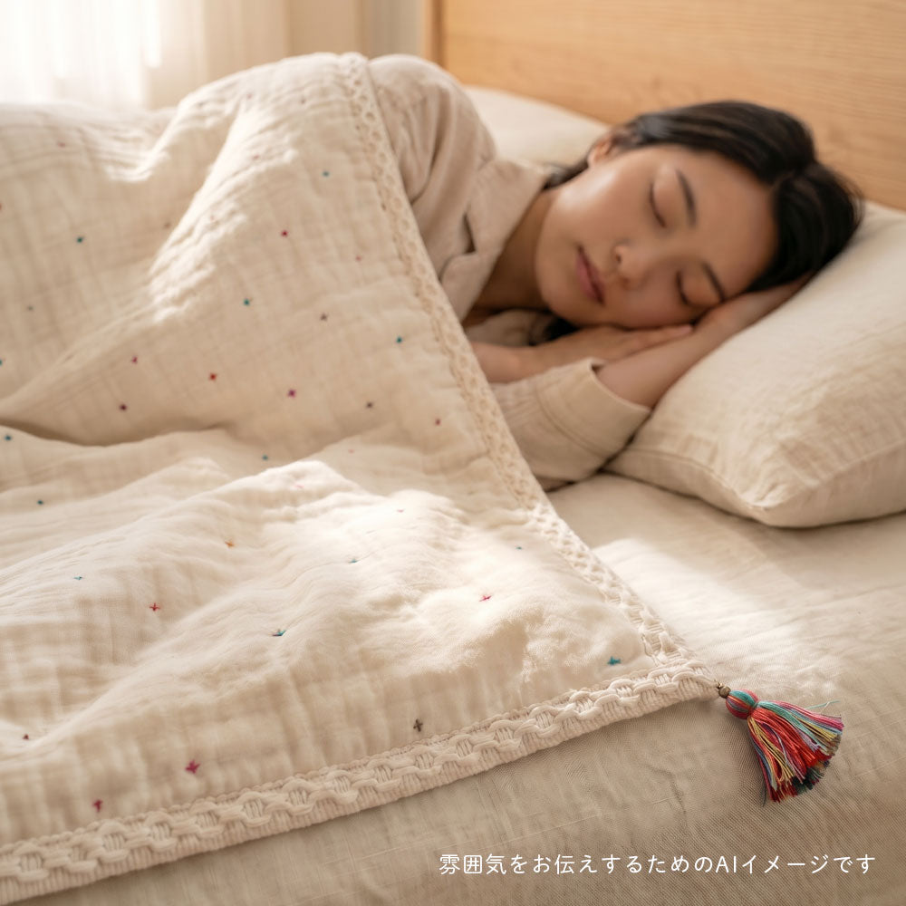 ガーゼケット(大人サイズ)  ふくふくガーゼ(6重ガーゼ)　 / 名入れ刺繍可 シングルサイズ