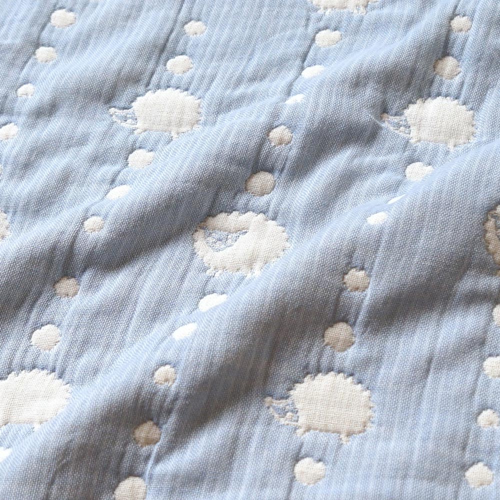 スカイブルー　ガーゼケット(ベビーサイズ)　ふくふくガーゼ(6重ガーゼ)　/ 名入れ刺繍可