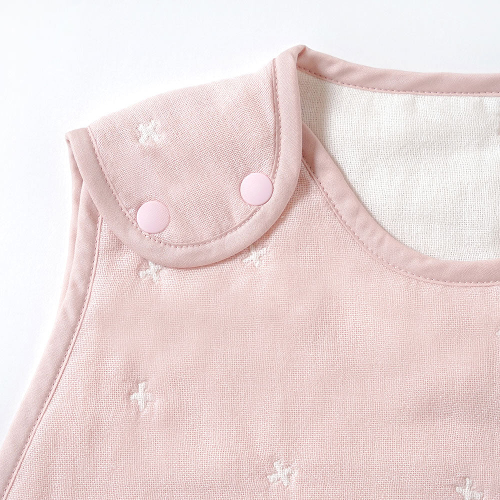 シェルピンク　スリーパー　キッズサイズ ふくふくガーゼ(6重ガーゼ)　 / 名入れ刺繍可