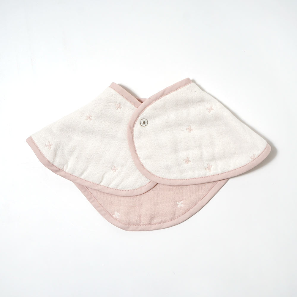 ふくふくガーゼ(6重ガーゼ) 2wayビブ(2枚セット) シェルピンク   / 名入れ刺繍可