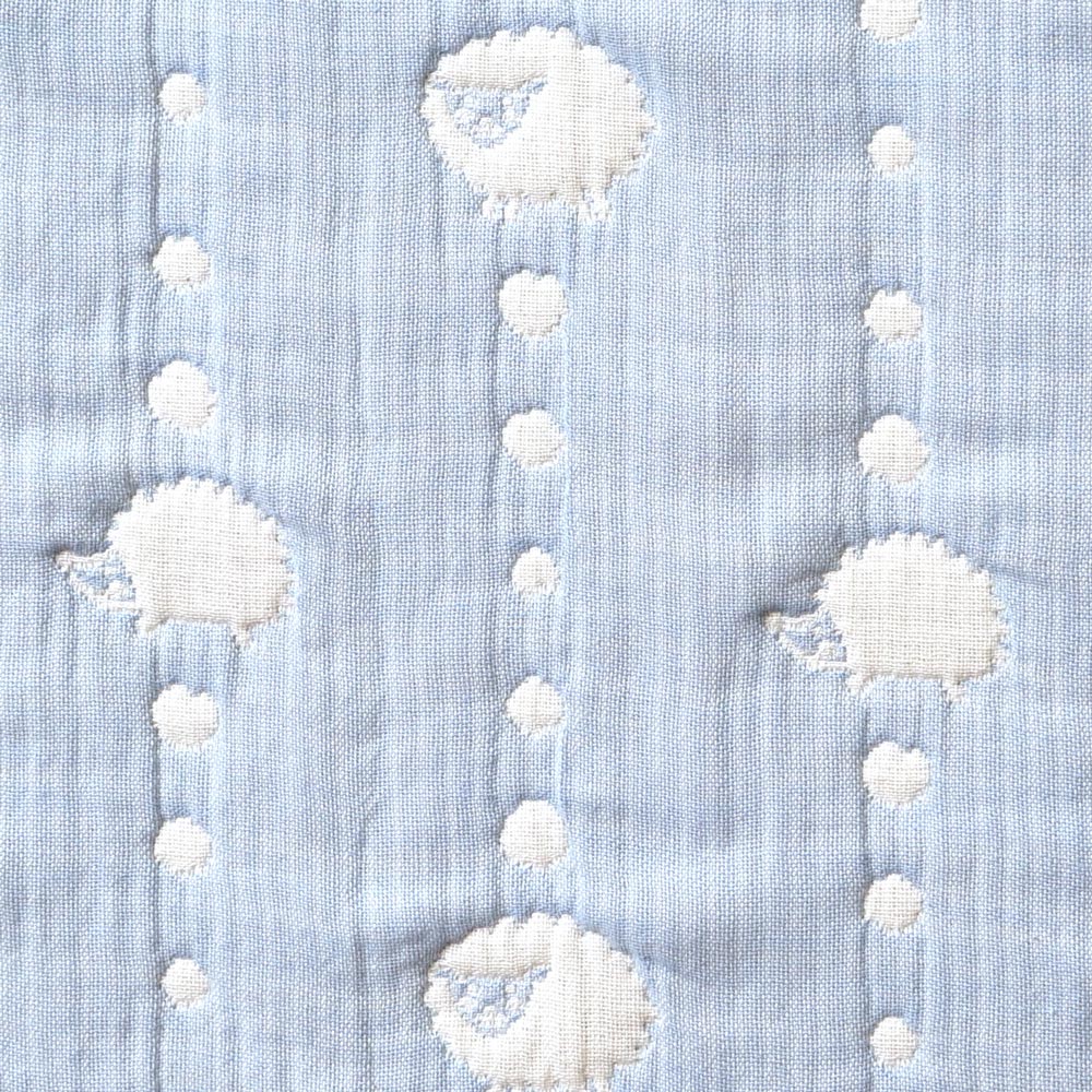 スカイブルー　ガーゼケット(ベビーサイズ)　ふくふくガーゼ(6重ガーゼ)　/ 名入れ刺繍可