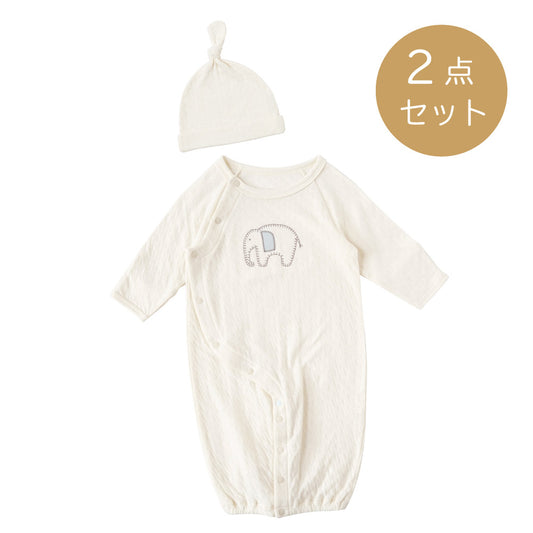 guri(ぐり）　2wayドレス＆ベビー帽2点セット　キナリ　50cm-70cm
