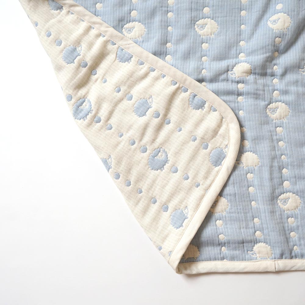 スカイブルー　ガーゼケット(ベビーサイズ)　ふくふくガーゼ(6重ガーゼ)　/ 名入れ刺繍可
