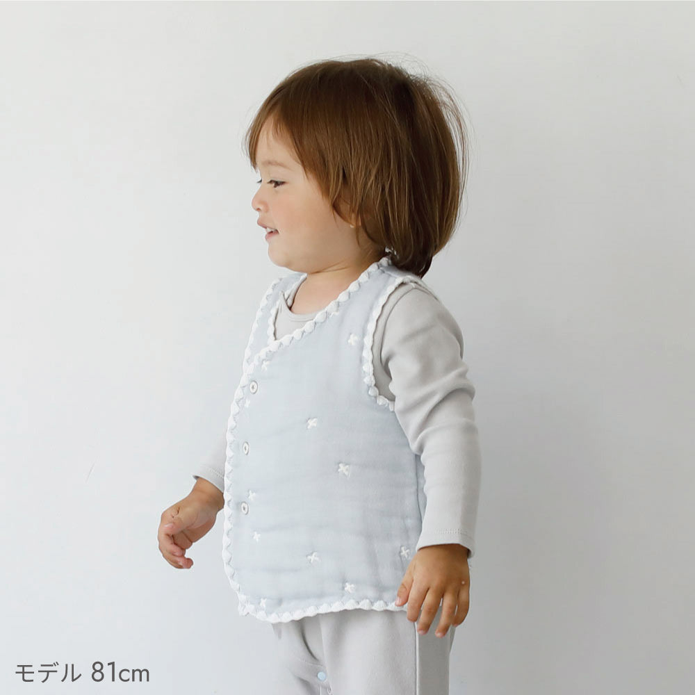 パウダーブルー ちょっき　70～80cm ふくふくガーゼ / ギフト包装不可