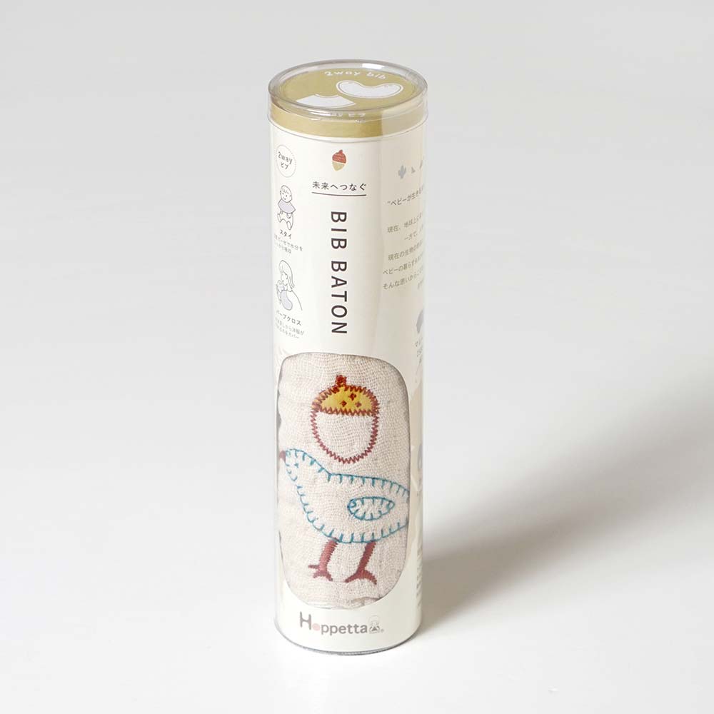 guri　6重ガーゼ　BIB BATON（ビブバトン）　グレージュ / 名入れ刺繍可
