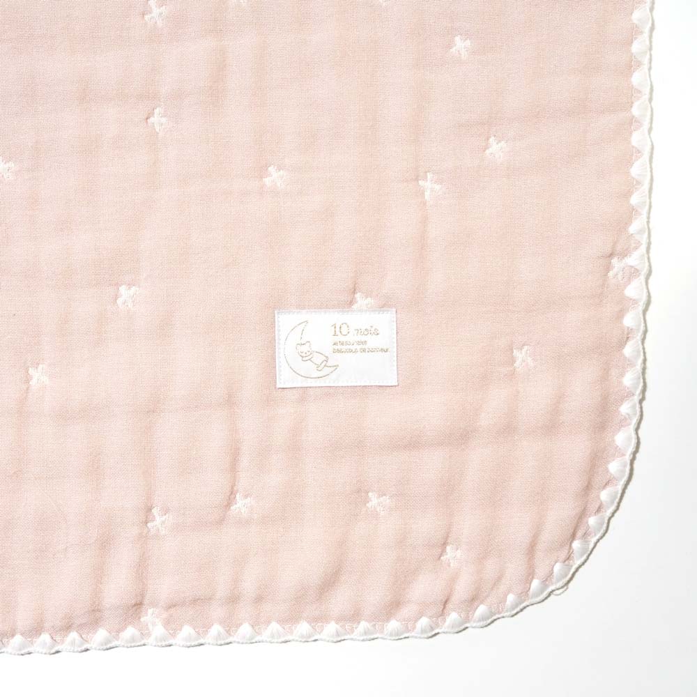 6重ガーゼベビーケット&ランドリーギフトセット　シェルピンク/ 名入れ刺繍可