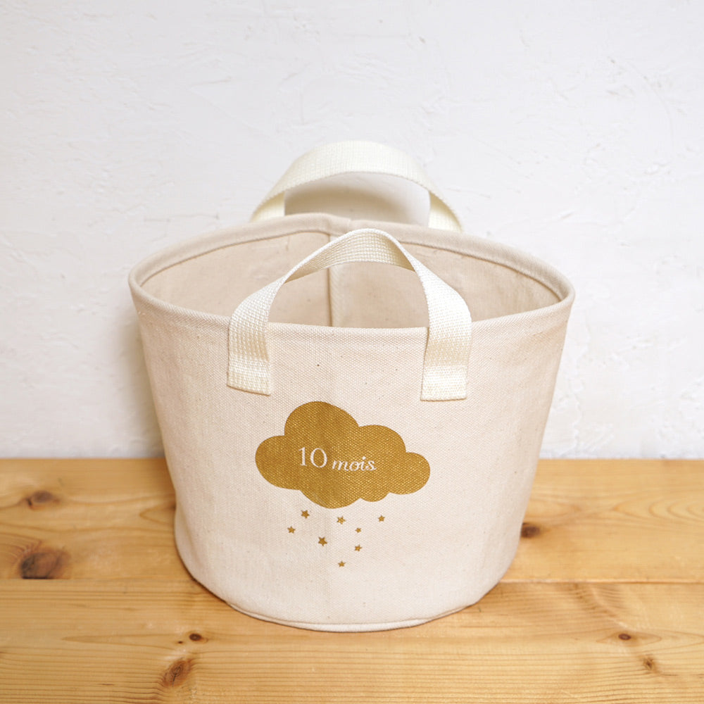 帆布BAGギフト　ベビーマント　くま ブルー   / 出産祝い / 名入れ刺繍可