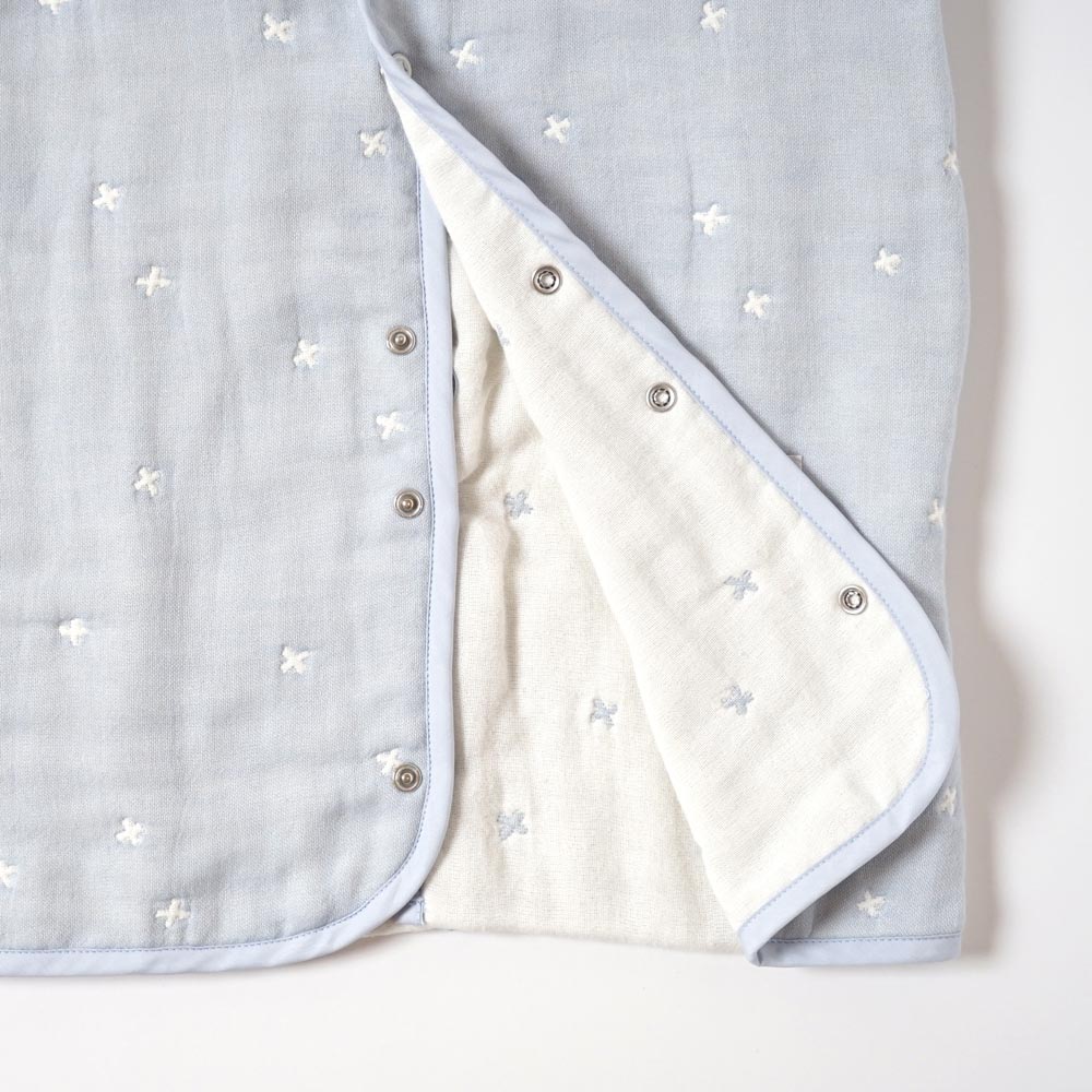 パウダーブルー　6wayスリーパー　ふくふくガーゼ(6重ガーゼ)　  / 名入れ刺繍可