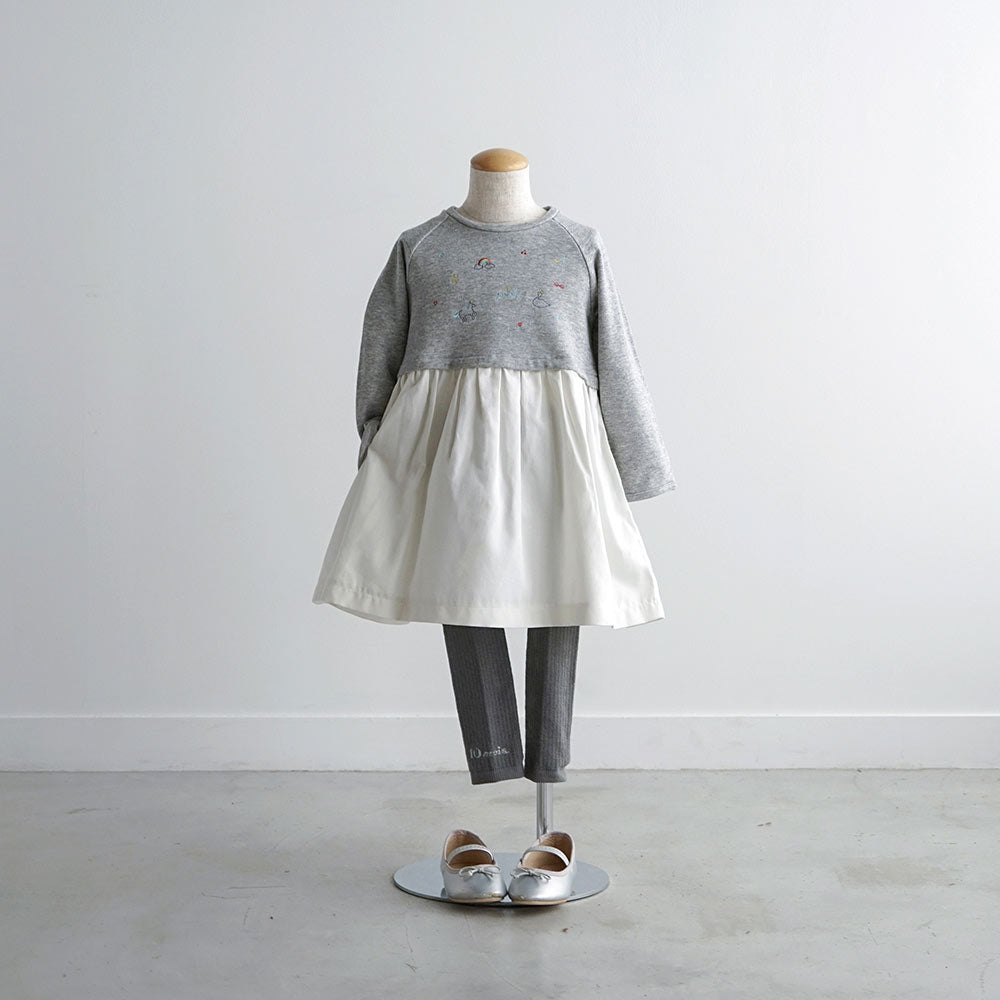 くつした付きリブレギンス　チャコール　70-80cm・80-90cm・90-100cm