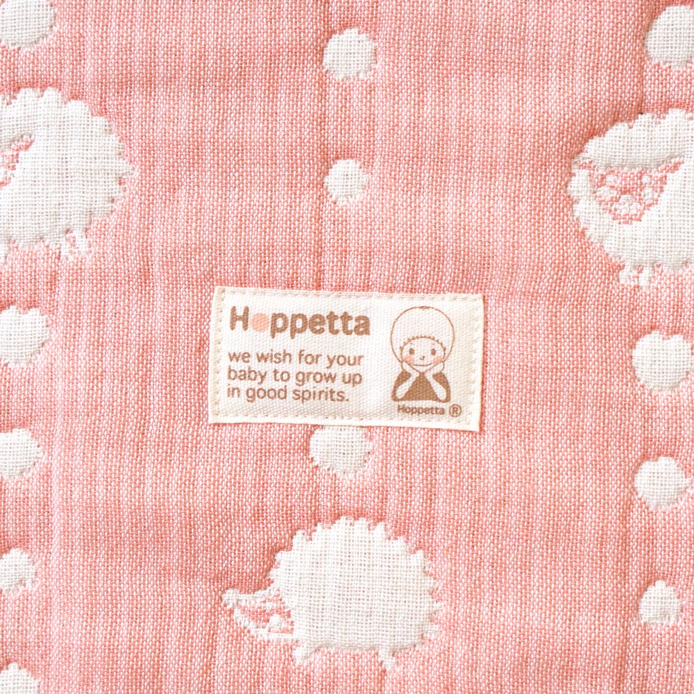 サーモンピンク　ガーゼケット(ベビーサイズ)　ふくふくガーゼ(6重ガーゼ)　/ 名入れ刺繍可