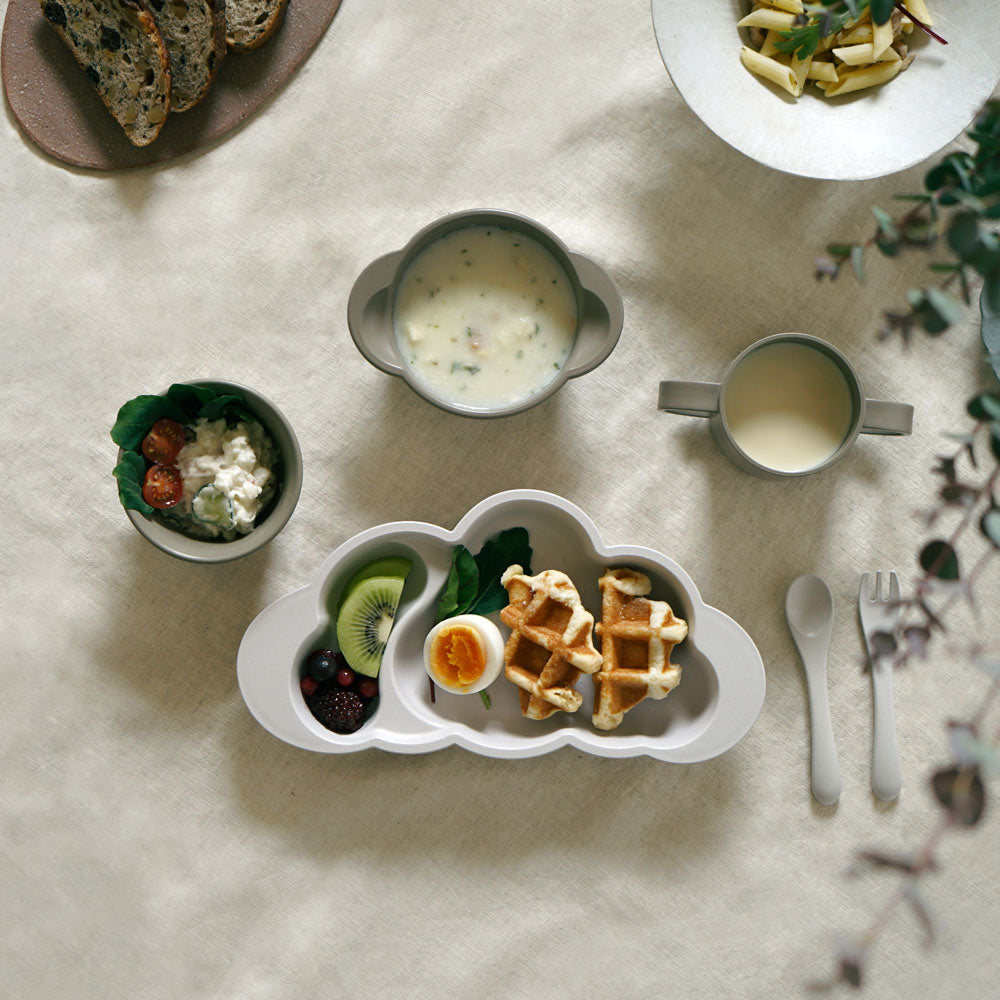 帆布BAGギフト お食事セット(袖なしポーチロン)　トープ / 離乳食 食器