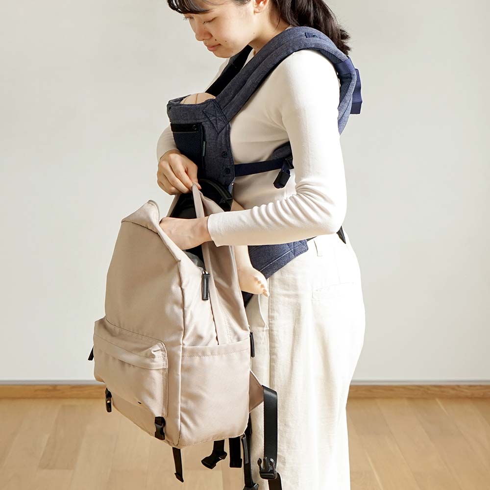 &go(アンドゴー）メッシュハンモック付き　マザーズリュック　ベージュ ◆
