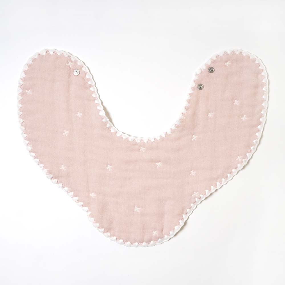 ふくふくガーゼ(6重ガーゼ) 2wayビブ(2枚セット) シェルピンク   / 名入れ刺繍可