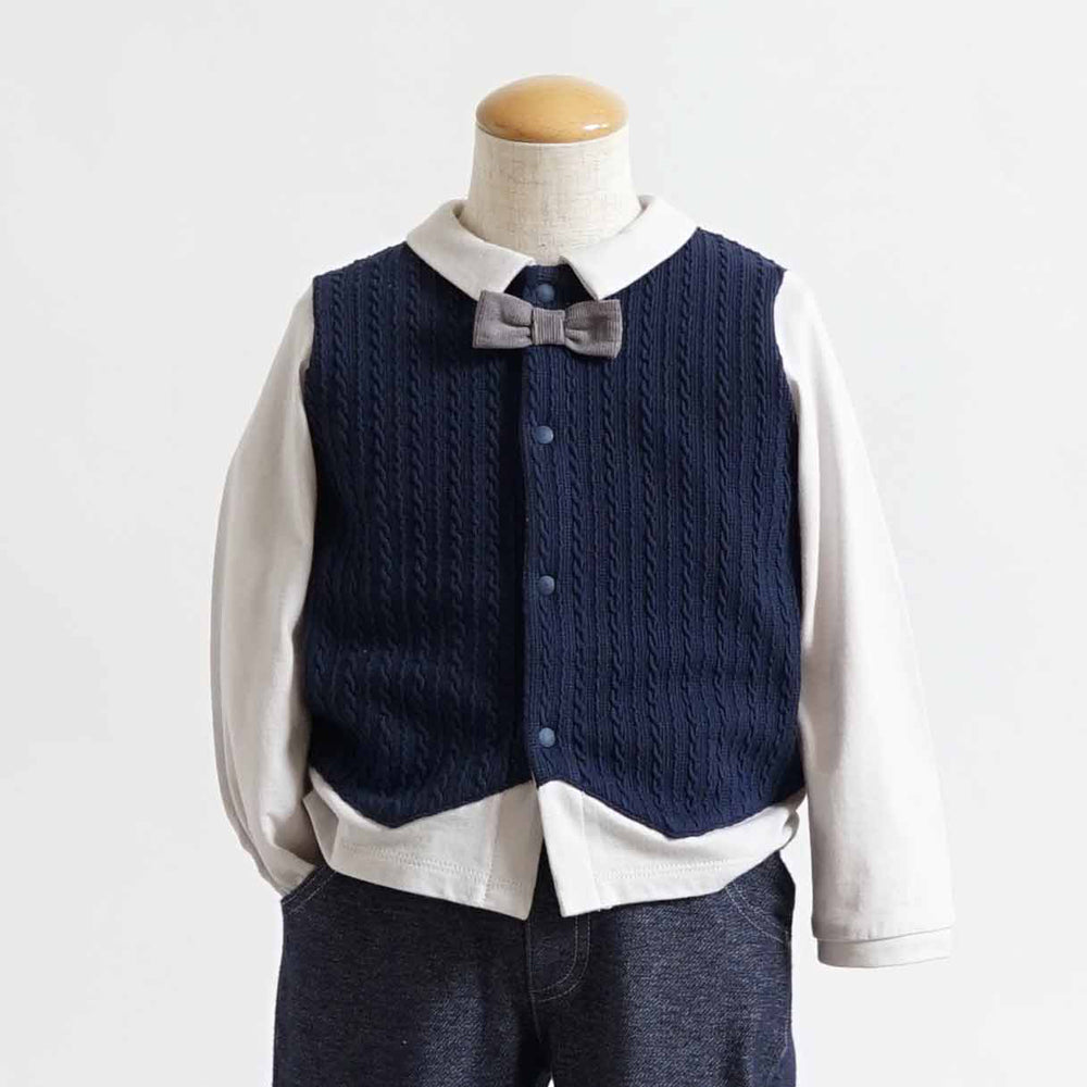 おめかし長袖Tシャツ ネイビー  80cm・90cm・100cm