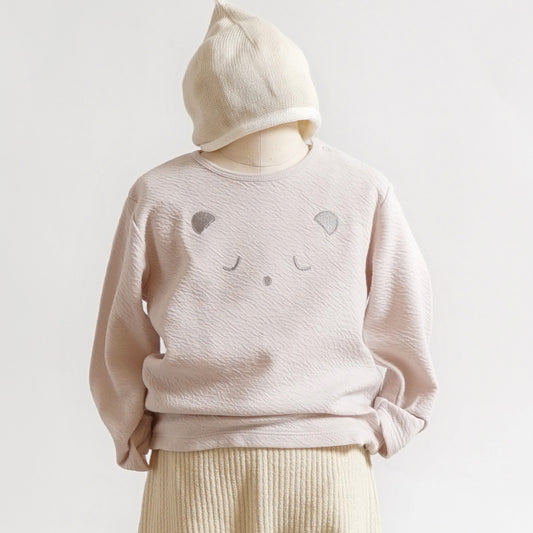 くまさん長袖Tシャツ ペールピンク  80cm・90cm・100cm