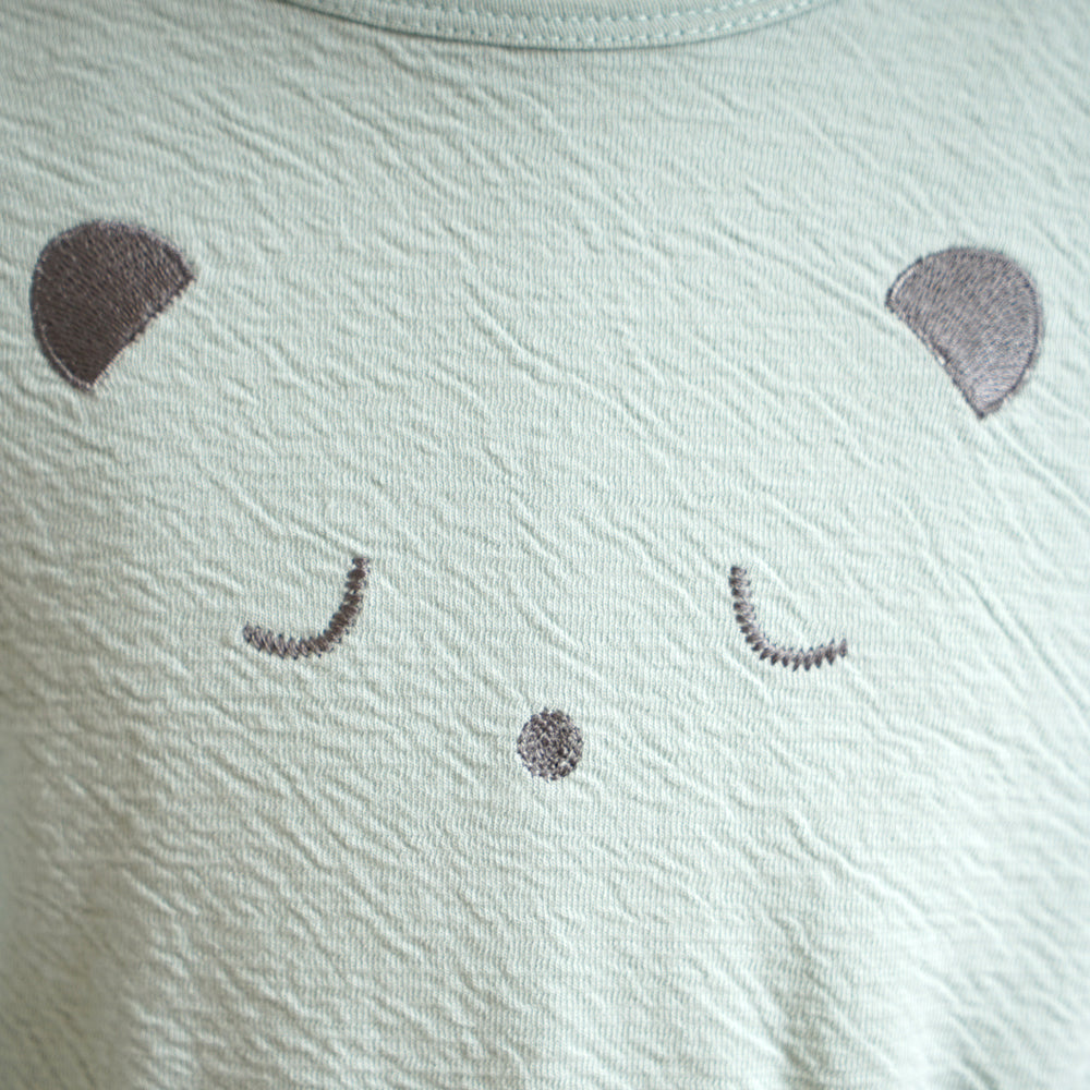 くまさん長袖Tシャツ ミント  80cm・90cm・100cm