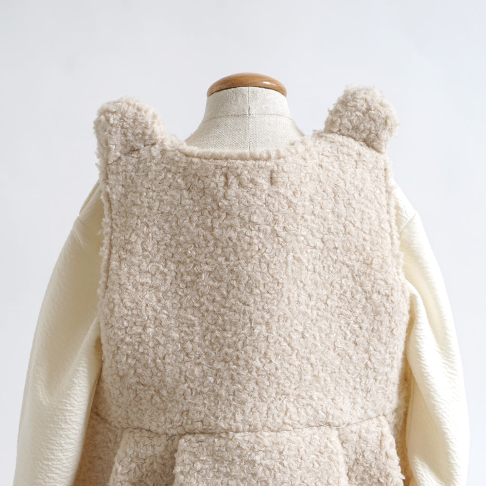 ボアくま耳サロペット　アイボリー  70-80cm / ラスト1点