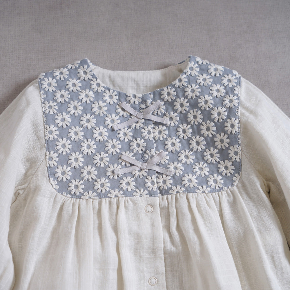 flower刺繍ヨーク　2wayドレス ライトグレー 50-70cm / ツーウェイオール