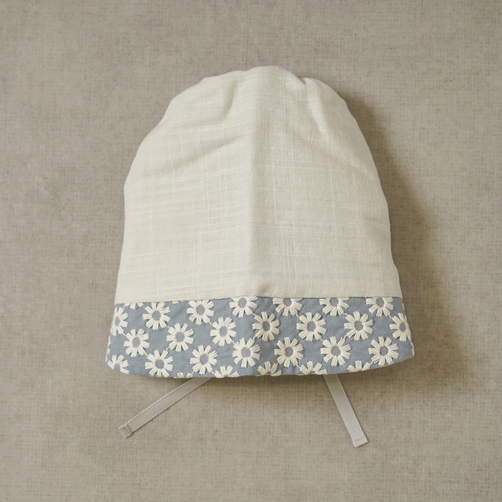flower刺繍ボンネット ライトグレー42-44cm