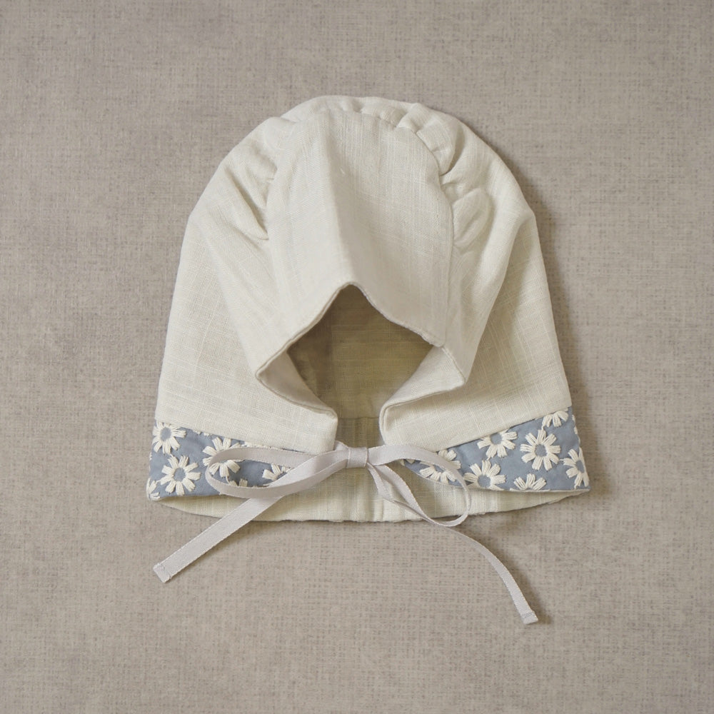 flower刺繍ボンネット ライトグレー42-44cm