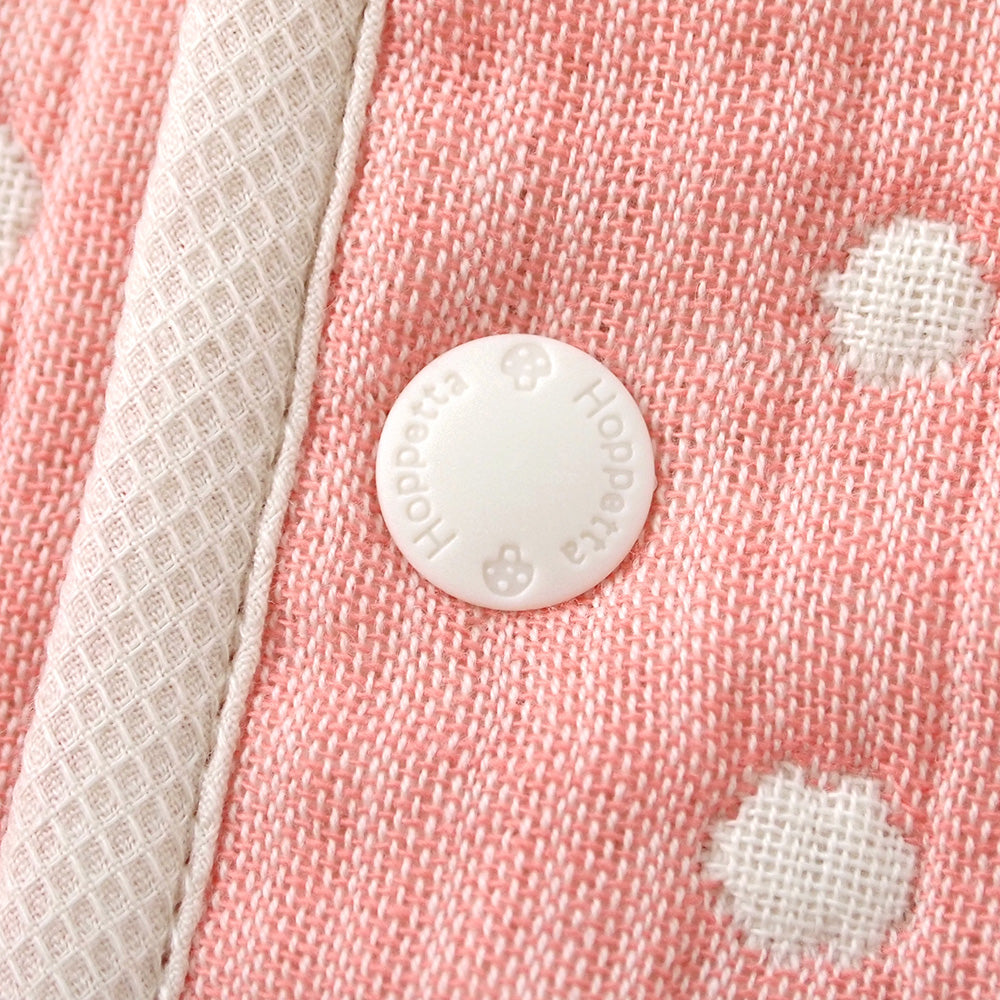 サーモンピンク　2wayスリーパー　袖付き　ふくふくガーゼ(6重ガーゼ) / 名入れ刺繍可