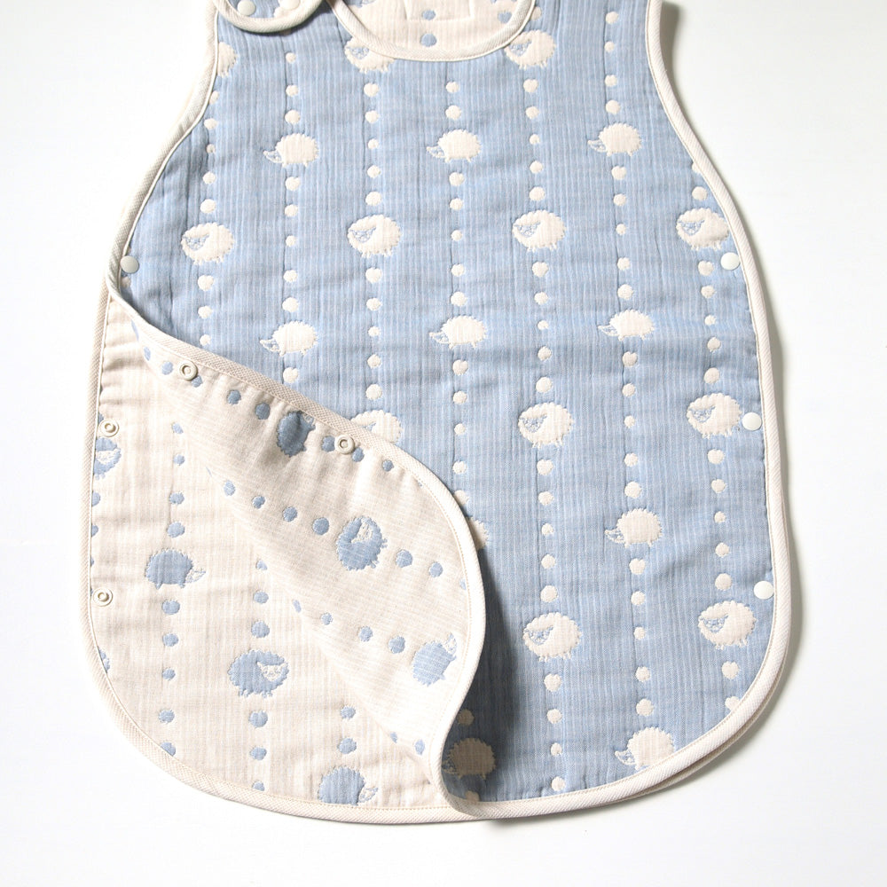 スカイブルー　スリーパー　トドラー・キッズサイズ　ふくふくガーゼ(6重ガーゼ)　/ 名入れ刺繍可