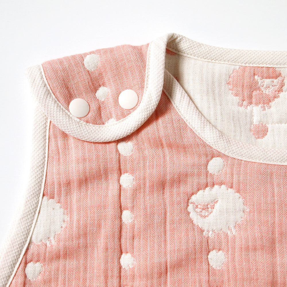 サーモンピンク　スリーパー　トドラー・キッズサイズ　ふくふくガーゼ(6重ガーゼ)　/ 名入れ刺繍可