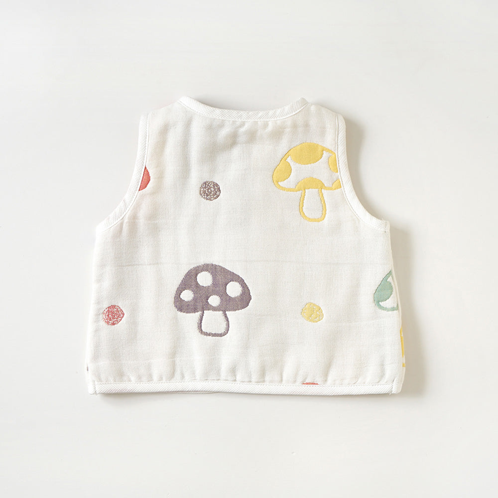 シャンピニオン　ちょっき 70～80cm ふくふくガーゼ(6重ガーゼ)　/ 名入れ刺繍可
