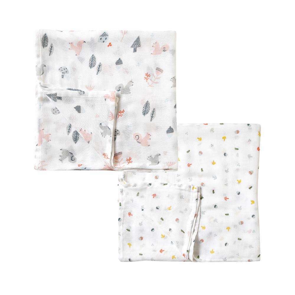 SWADDLE bamboo(スワドルバンブー)　2枚セット　りす・きのこ