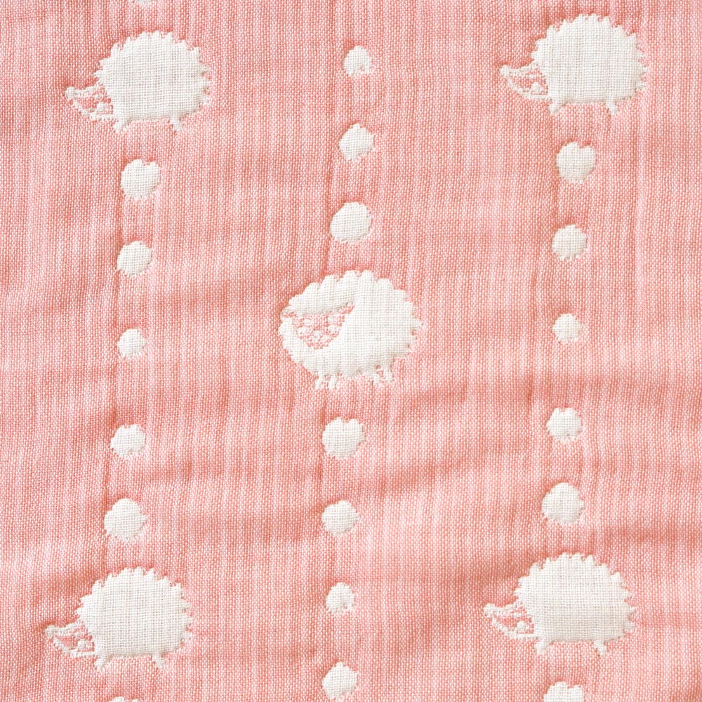 サーモンピンク　ガーゼケット(ベビーサイズ)　ふくふくガーゼ(6重ガーゼ)　/ 名入れ刺繍可
