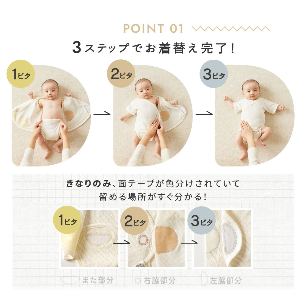 PATTO SATTO HADAGI　50-60cm 肌着3枚セット（グレー）
