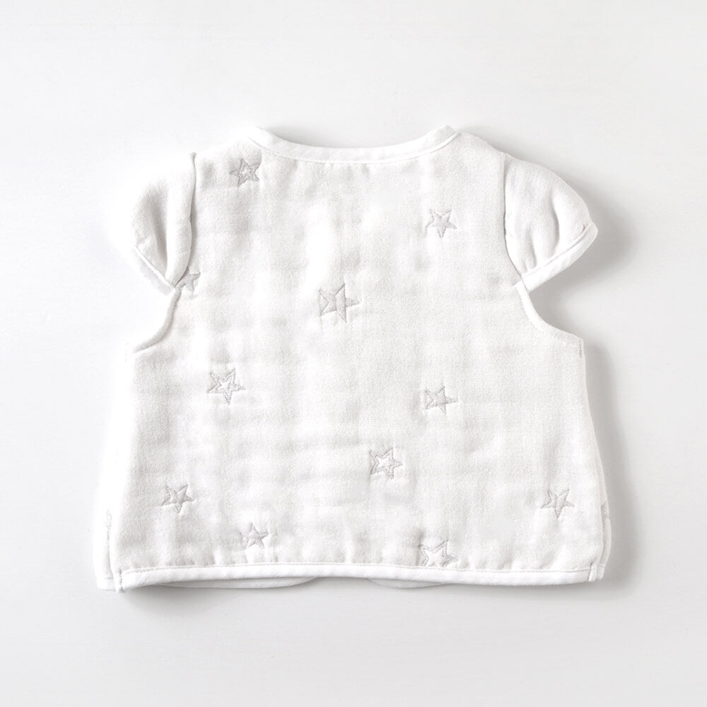 ちょっき　袖付き　50～70cm ふくふくガーゼ(6重ガーゼ)　 / 名入れ刺繍可