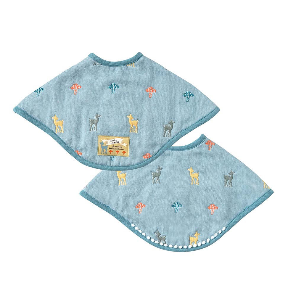 Amelie(アメリ)　ふくふくガーゼ 2wayビブ(2枚セット)  / 名入れ刺繍可