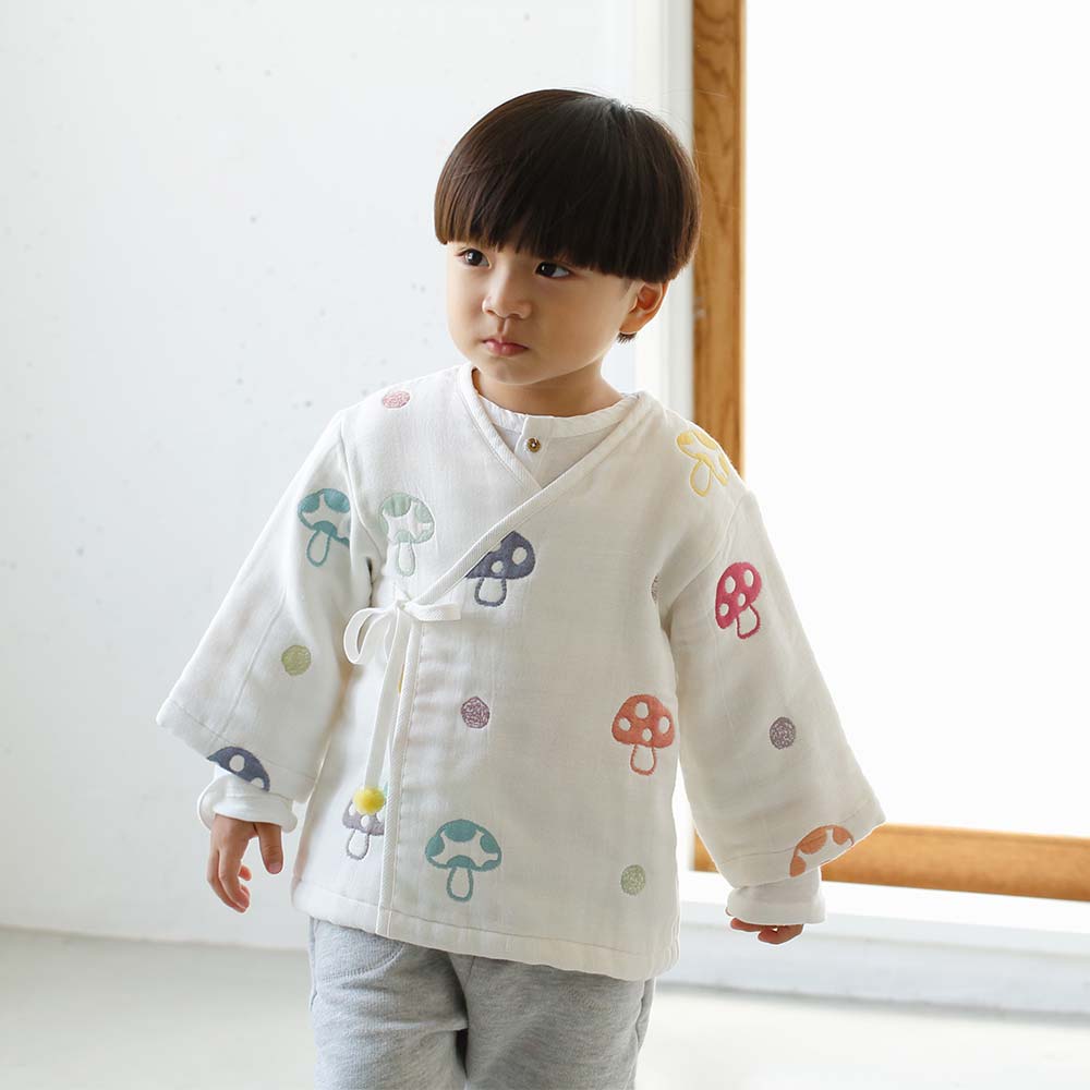 シャンピニオン　ナイトローブ ふくふくガーゼ(6重ガーゼ)　/ 名入れ刺繍可