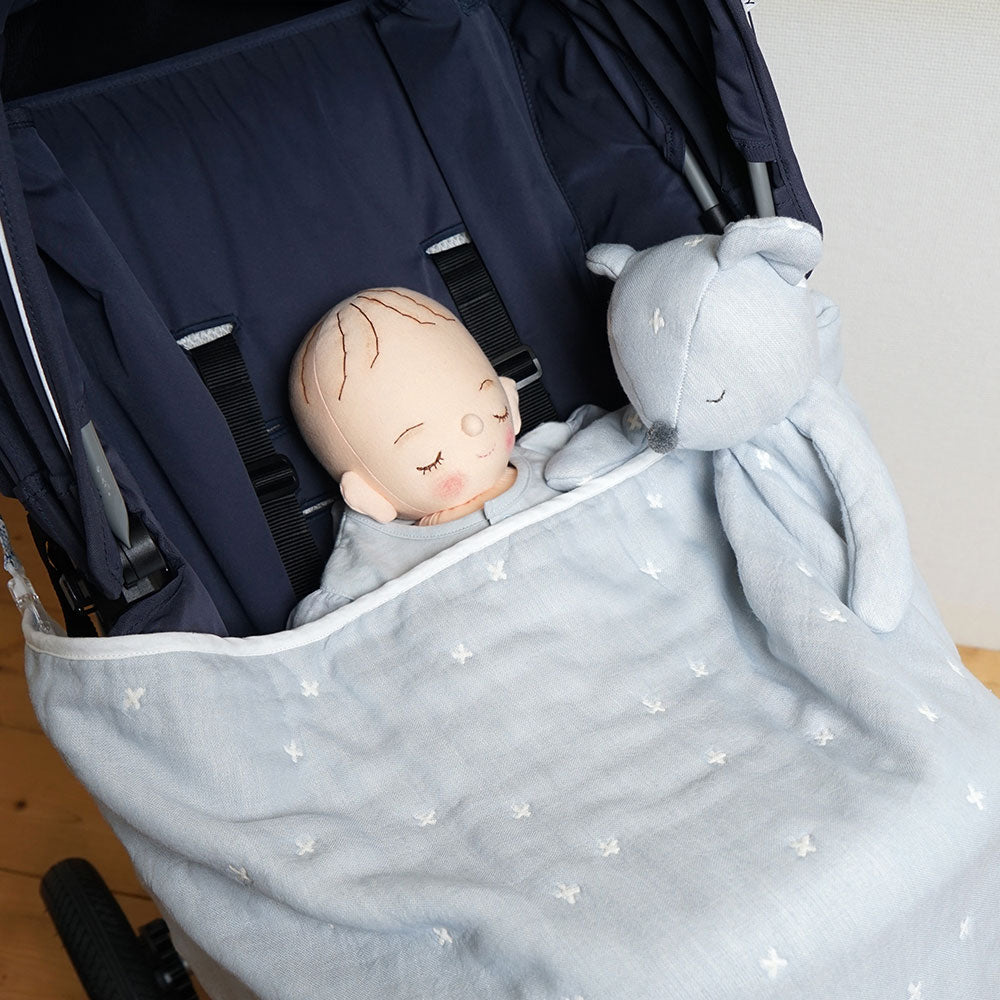 パウダーブルー mini me(ミニミー) ベビーブランケット ふくふくガーゼ(6重ガーゼ)